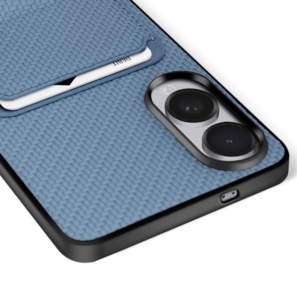 Hiilikuitukuori Samsung S25 Edge -mallille, silikoni, korttipidike, sininen hiilikuitu Blå