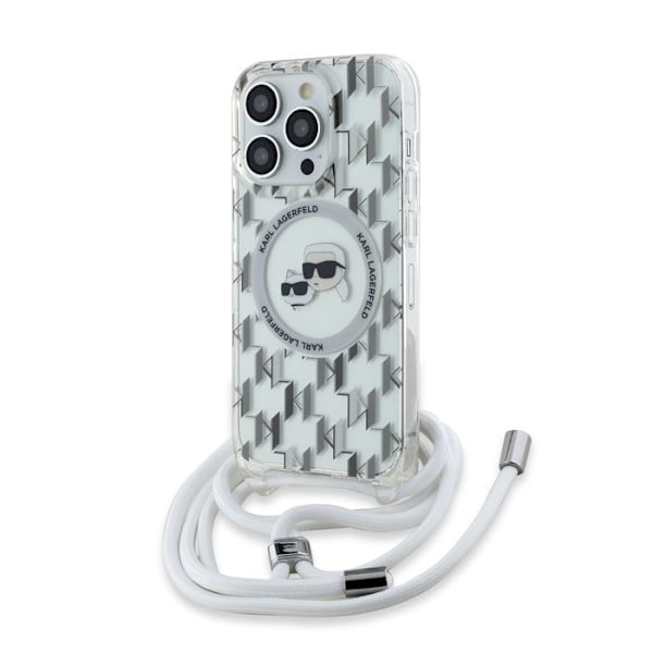 Coque MagSafe iPhone 14 Pro med IML Monogram Crossbody Elegant Karl Lagerfeld Transparent Vit