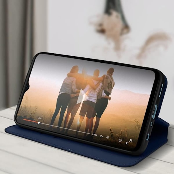Taske til Oppo A57 og A57s - AVIZAR - Flip Card Holder Video Support - Blå Blå