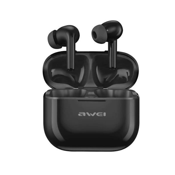 Bluetooth-hörlurar - Awei - Kompakt modell - IPX6 vattentät - 24h batteritid - Snabbladdning Svart