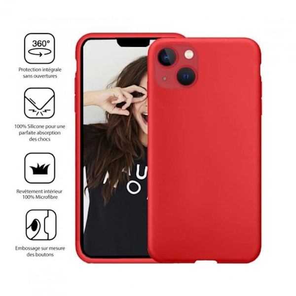 Suojakuori Apple iPhone 13 Prolle Premium Silicone Microfiber Jaym Red Röd