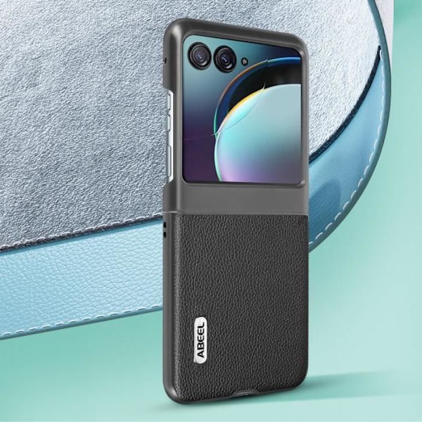 Taske til Motorola Razr 40 Ultra - ABEEL - Kornet effekt - Sort - Unikt og holdbart design Svart