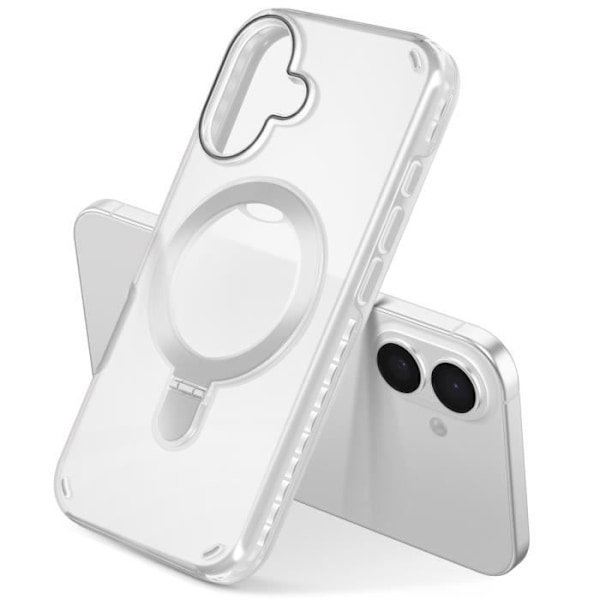 Coque MagSafe til iPhone 16 Plus Stødabsorberende med Fleksibelt Stativ Hvid Vit