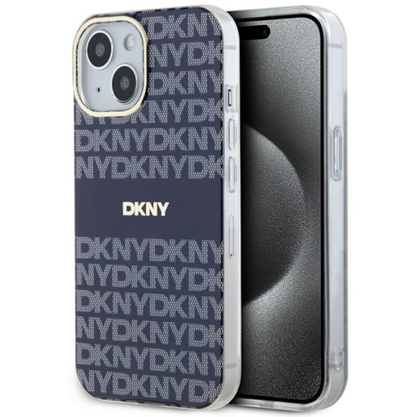 IPhone 15-fodral - DKNY IML DKNY IML Mono & Stripe MagSafe (DKHMP15SHRHSEB) - Blå