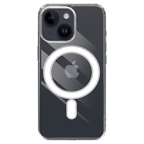 Magsafe Cover til iPhone 13 Mini Hård Stødabsorberende og Gennemsigtig Vit