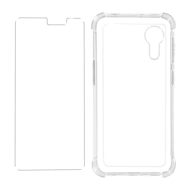 Skyddspaket för Samsung Galaxy Xcover 5 mjukt fodral och genomskinligt härdat glas Vit