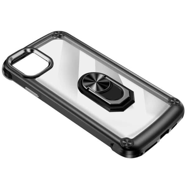 Mobilskal - AVIZAR - iPhone 15 Plus - Svart och Transparent - Stötabsorberande - Stöd Ring Svart