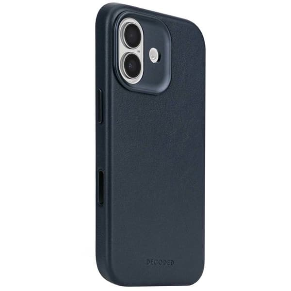 Coque MagSafe - DECODED - iPhone 17 - Fuldkorn læder - Stødabsorberende beskyttelse - Marineblå Blå