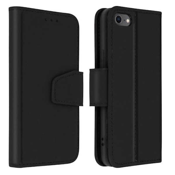 iPhone 7 / 8 / SE 2020 Læderetui Kortholder Stand Funktion Premium Sort Sort Svart