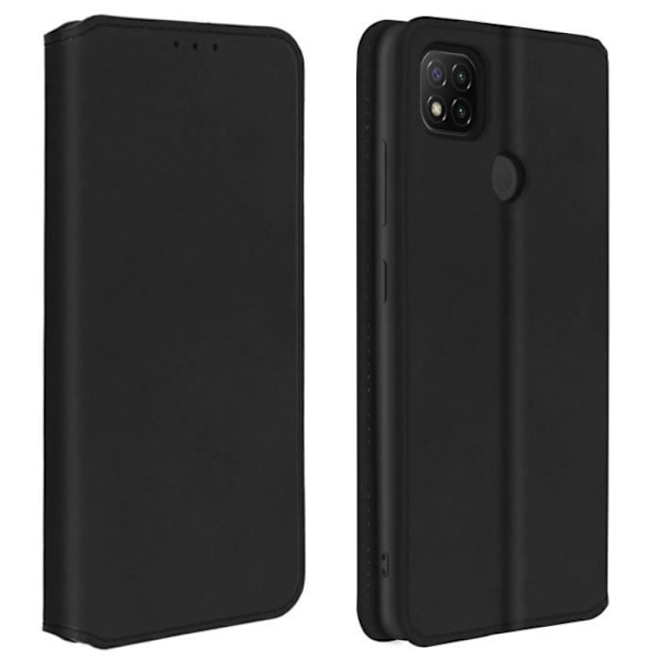 Housse Xiaomi Redmi 9C - AVIZAR - Etui Folio Tegnebog - Øko-læder - Sort Svart