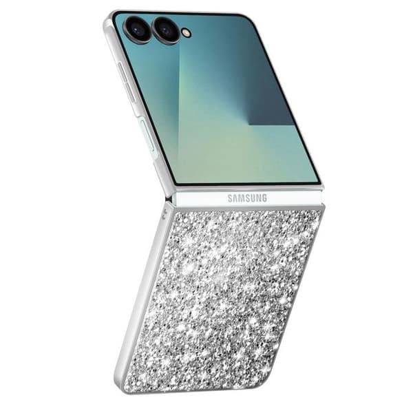 Smarte etui til Samsung Galaxy Z Flip 7 Glitrende Ultra-Chic Sølv Grå