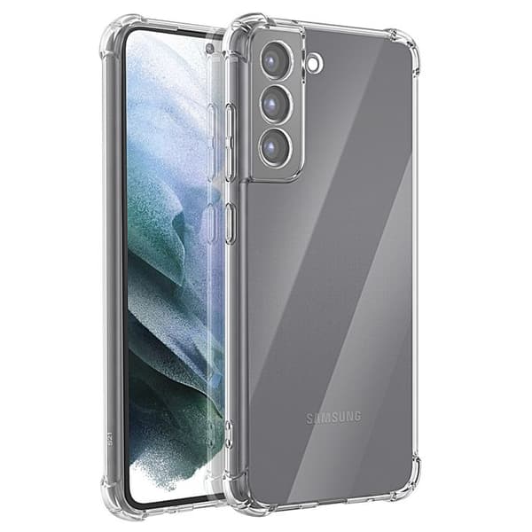 Siliconfodral för Galaxy S21 med förstärkta stötsäkra hörn Mayaxess Transparent Vit