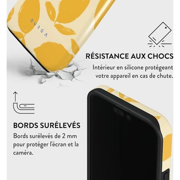 Coque til iPhone 15 Pro Tough Antishock Model Lemon Tart Burga Gul Beige