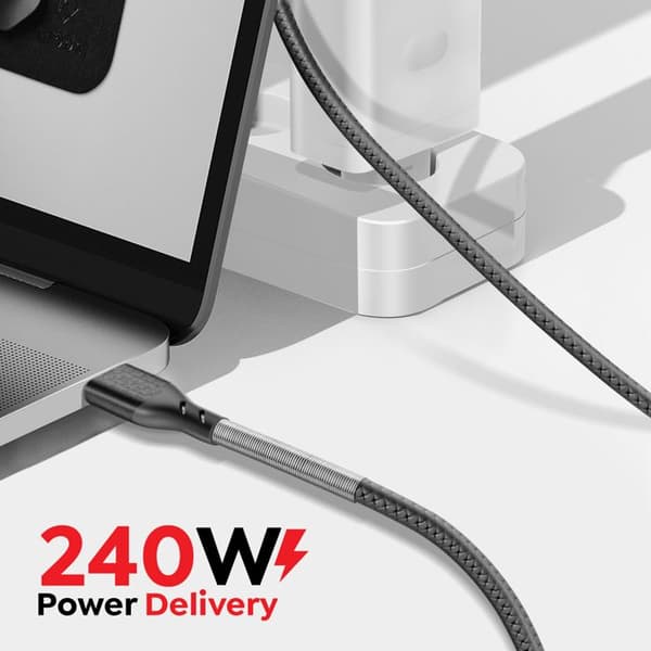 USB-C till USB-C 240W Power Delivery 3.1 Flätad Kolfiber 1m Forcell Svart