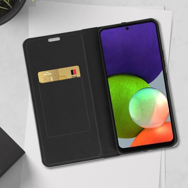 Samsung A53 5G Carbon Case Korttitelineen jalusta Forcell Luna Book Carbon Black Svart
