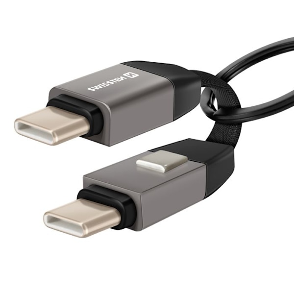 USB-C / USB-C Magneettikaapeli, Kompakti 9.7cm Avaimenperä Swissten Harmaa Grå