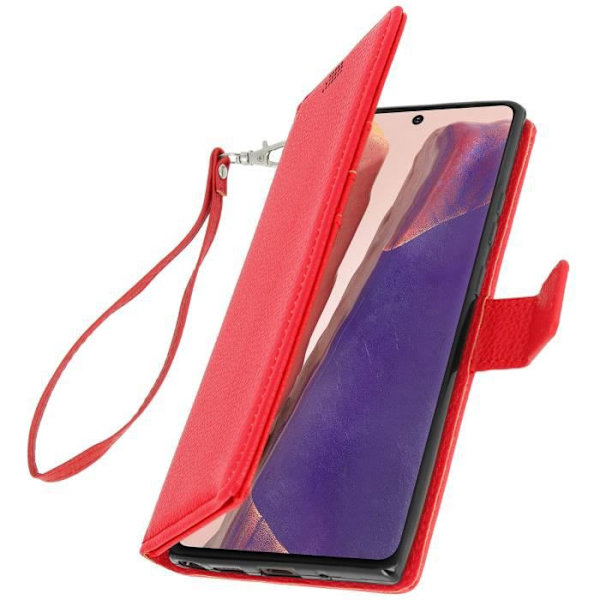 Hölster för Samsung Galaxy Note 20 - AVIZAR - Fickkorthållare med videostöd - Röd - Mjuk - Magnetisk Röd