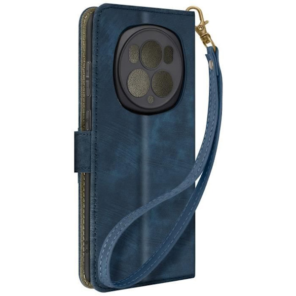 Smartphonefodral - Honor - Magic 6 Pro - Borstad Effekt - Plånbok - Videostöd Nattblått