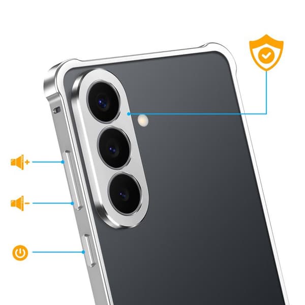 Skyddsbumperskydd för Galaxy S26 Minimalistisk design med silverkameraomkrets Grå