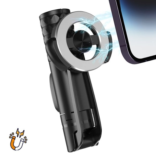 Pyöreä 360° Magneettinen Selfie Jalusta Bluetooth Kauko-ohjaimella wiwu Musta