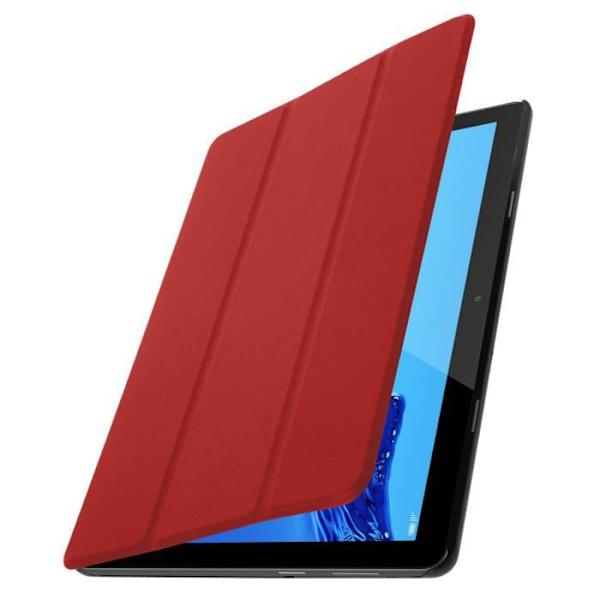 Housse - AVIZAR - Mediapad T5 10.0 - Fickfodral Folio - Video Stöd - Soft Touch Skydd Röd