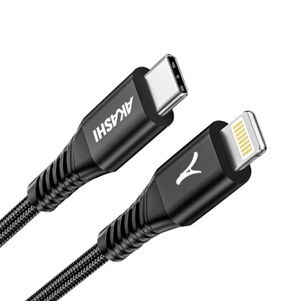 USB-C til Lightning Hurtigopladning 3A og Synchronisering 1m Akashi Sort Svart