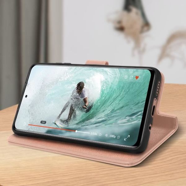 Rosa skyddsväska för Xiaomi Mi 10T Lite - AVIZAR - Kortfack och stödfunktion rosa guld