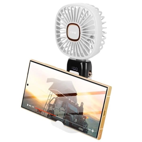Mini bærbar blæser Justerbar 90° LED-skærm Firkantet Design LinQ Hvid Vit