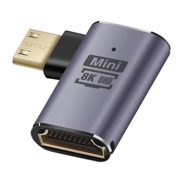 HDMI hun til Mini HDMI han 8K UHD højre vinkel LinQ Grå