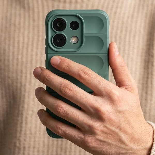 Cover til Oppo Reno 16F / 16 FS med 3D Relief og Antiskrid Greb Grøn Grön