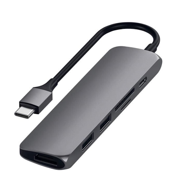 USB-C-HDMI-keskitin, 2x USB, USB-C 60W, Satechi-kortinlukijat Space Grey