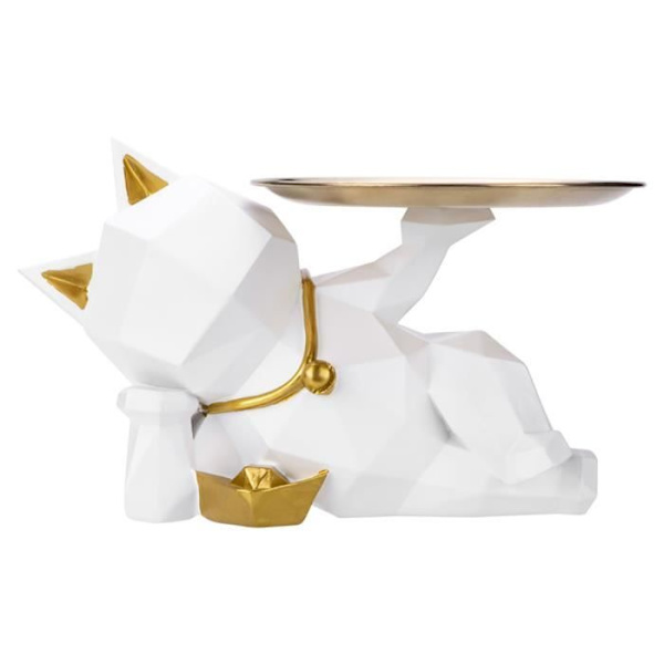 Kodinsisustus Kissapatsas 3D Resin Geometrinen mallitasku TechKidz White