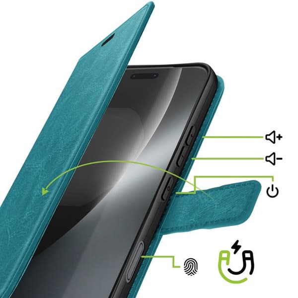Plånboksfodral för Honor Magic 8 Pro med handledsrem och ställfunktion Mayaxess Blå Blå