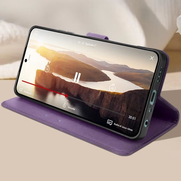 Fodral till Oppo A79 Handledsrem Flip Wallet Stand Purple Lila