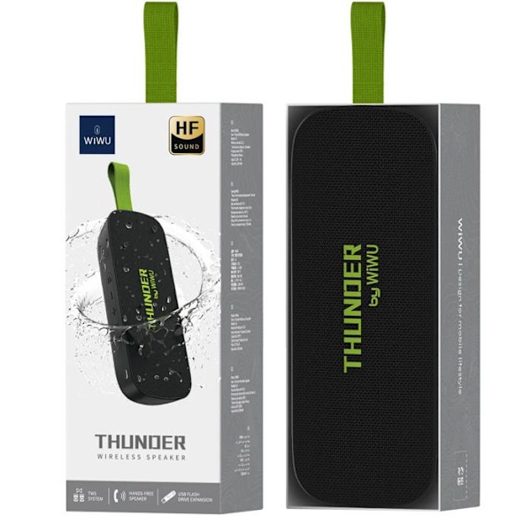 Trådløs Bluetooth-højttaler, 4 timers batteri, vandtæt IPX7, kompakt wiwu, sort Svart