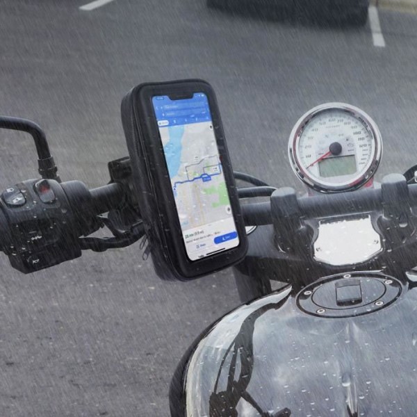 Cykel og Motorcykel Smartphone Holder Styr Mount Vandtæt lynlås cover - Sort