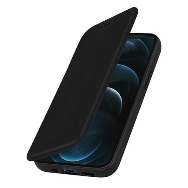iPhone 12 Pro Max læder etui Akashi - Sort - Kortholder og videostøttefunktion Svart