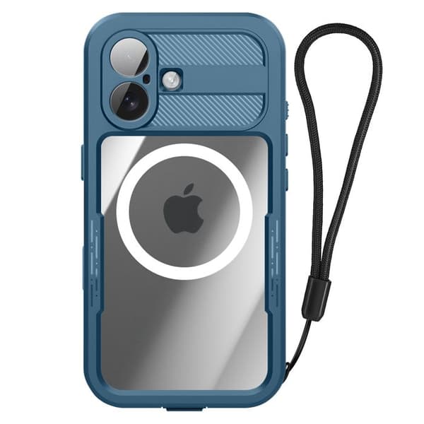 Vandtæt Cover - SHELLBOX - iPhone 17 - Stødabsorberende - Vandtæt IP68 - Blå Rem Blå