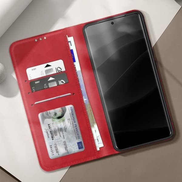 Mobilfodral - Xiaomi - Redmi Note 14 Pro/Pro Plus - Plånbok - Ställ - Röd Röd
