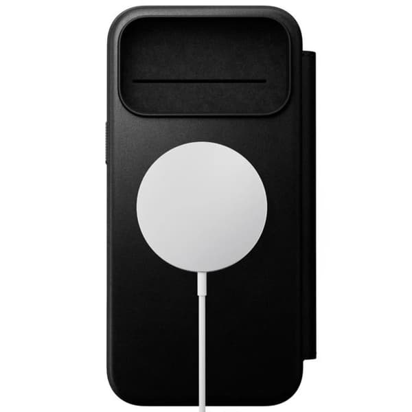 iPhone 18 Pro Max Etui i Læder Kompatibel med MagSafe og Qi2 Stødabsorberende Nomad Sort Svart