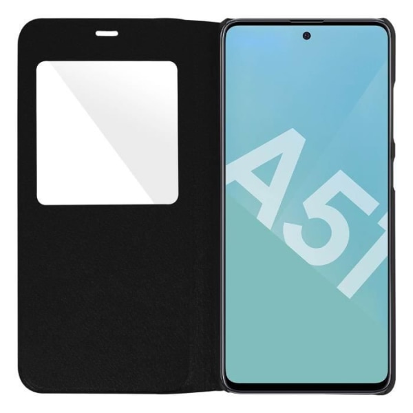 Hylster til Samsung Galaxy A51 - AVIZAR - Fuld beskyttelse - Øko-læder - Sort - Visningsvindue Svart
