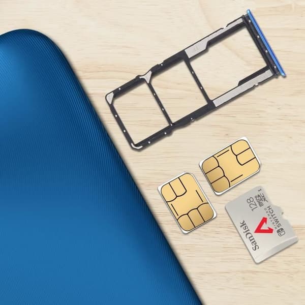 Simkort skuffe til erstatning for Xiaomi Redmi 9A og 10A - Xiaomi - Blå - Dual Nano SIM + Micro-SD Blå