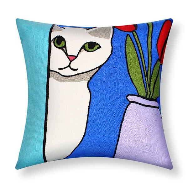 Sæt med 2 Pudevar 45x45cm Broderet Art Solaris - hvid kat Multicolor