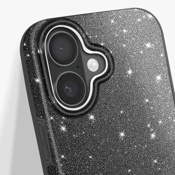 Coque - UNDERRETTE - iPhone 16 - Stødabsorberende - Glimmer - Glamour og chic Svart