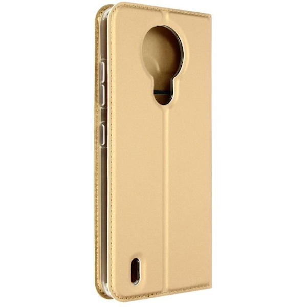Hölster - DUX DUCIS - Nokia 1.4 - Ekoskinn - Kortficka - Ställfunktion guldgul