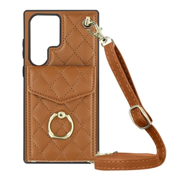 Nøglesnor til Samsung Galaxy S23 Ultra Back Wallet Ring Holder Brun kastanj