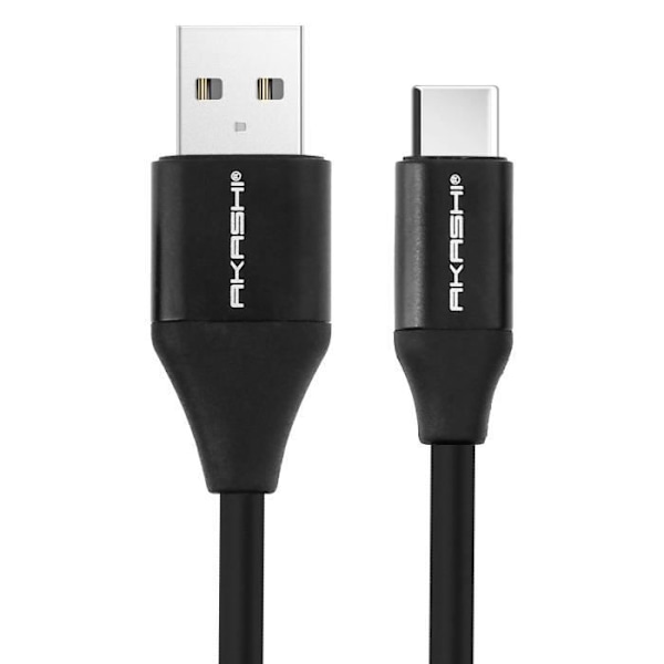 USB-kaapeli USB Type C:hen - Akashi - 2m - Musta - Nopea lataus - Käännettävä liitin