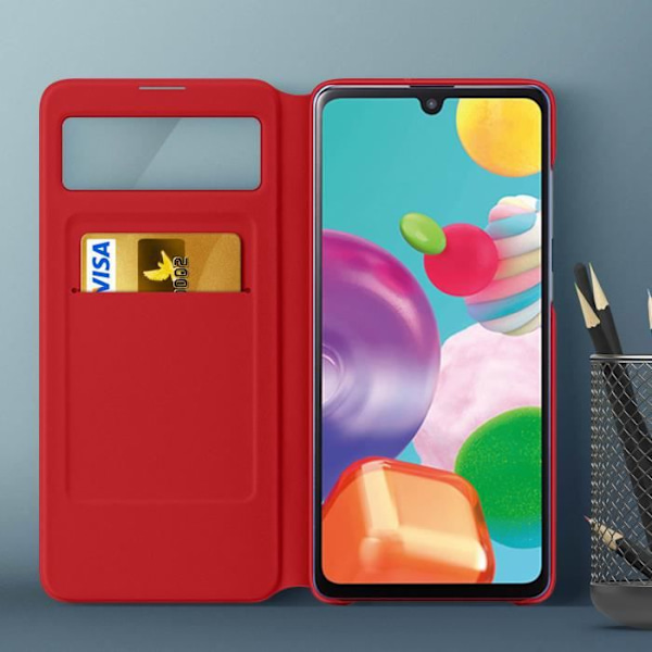 Fodral - Samsung - Galaxy A41 - Genomskinlig - S View Wallet Cover - Heltäckande skydd Vit