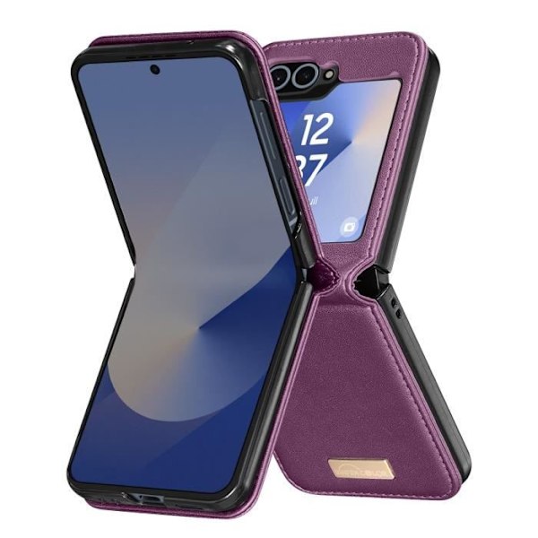 Etui til Samsung Galaxy Z Flip 6 Bag Vegan Læder Hard Interiør Mørk Lilla Lila