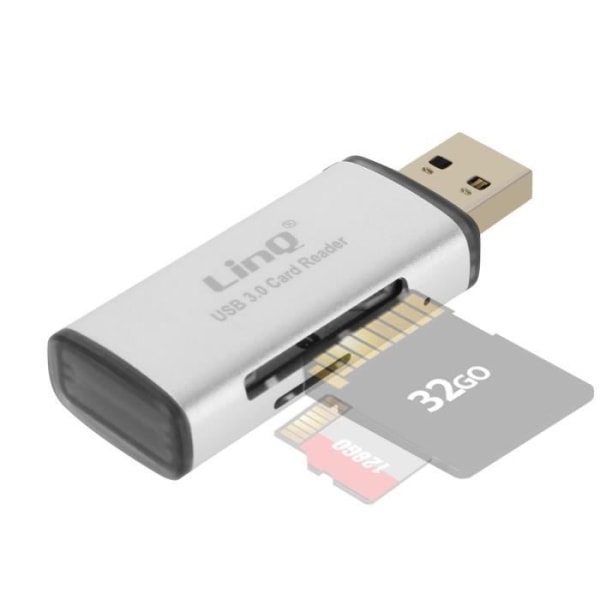 USB SD og Micro-SD kortlæser 5 Gbps overførselshastighed U3062 LinQ Grå